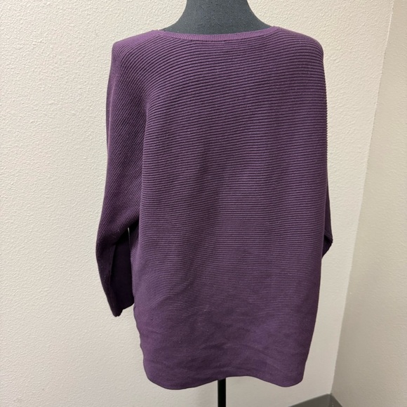 G.H. Woman Dark Purple Ribbed Knit Sweater Plus Size 1X Soft Stretch Top - Picture 5 of 10